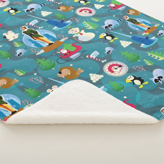 Het Blauwgroen Patroon van Elf en van Karakters be Sherpa Deken (3/4)