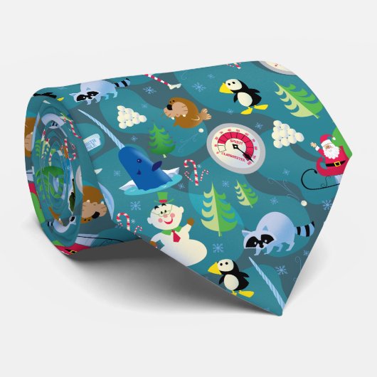 Het Blauwgroen Patroon van Elf en van Karakters be Stropdas (Opgerold)