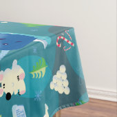 Het Blauwgroen Patroon van Elf en van Karakters be Tafelkleed (Voorbeeld)