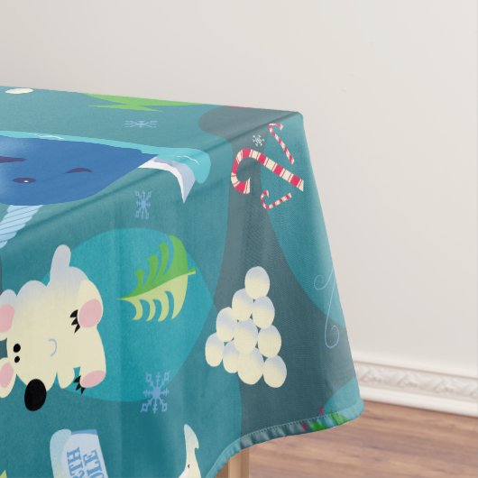 Het Blauwgroen Patroon van Elf en van Karakters be Tafelkleed (Voorbeeld)