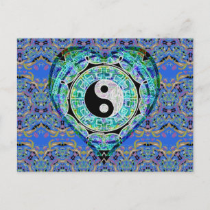 Het Blauwgroene Hart Yin Yang van Mandala Briefkaart