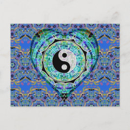 Het Blauwgroene Hart Yin Yang van Mandala Briefkaart