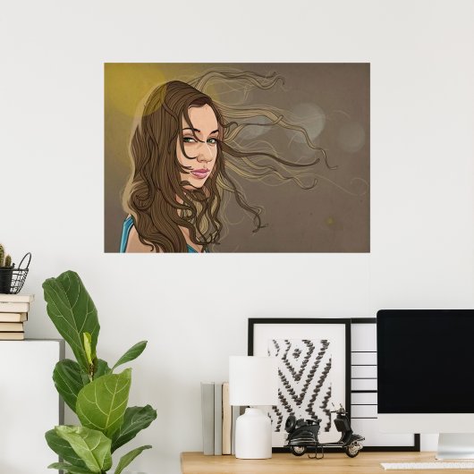 Het blazen in het Poster van de Wind (Thuiskantoor)