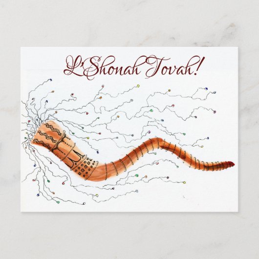 Het blazen van de Shofar visueel Briefkaart (Voorkant)