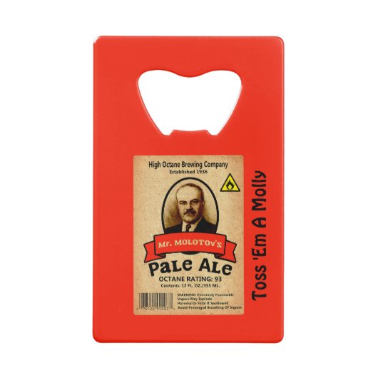 Het Bleke etiket van de heer Molotov Creditkaart Flessenopener (Voorkant)