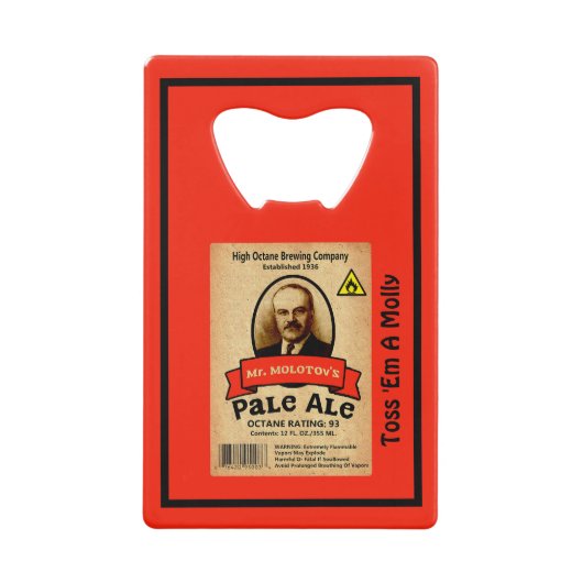 Het Bleke etiket van de heer Molotov Creditkaart Flessenopener (Voorkant)