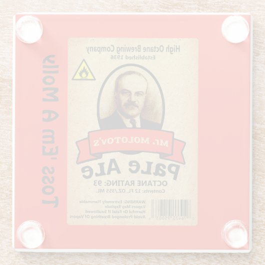 Het Bleke etiket van de heer Molotov Glazen Onderzetter (Achterkant)