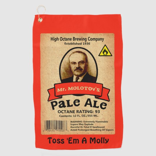 Het Bleke etiket van de heer Molotov Golfhanddoek (Voorkant)