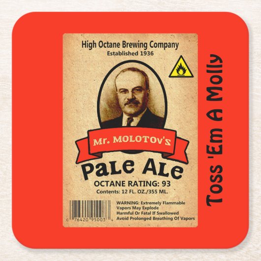 Het Bleke etiket van de heer Molotov Kartonnen Onderzetters (Voorkant)
