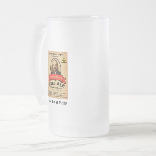 Het Bleke etiket van de heer Molotov Matglas Bierpul (Voorkant links)