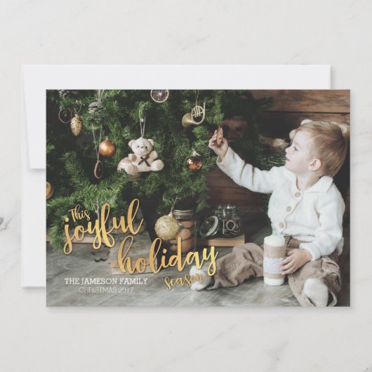 Het blije Goud van het Seizoen van de Vakantie Feestdagenkaart (Voorkant)