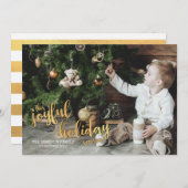 Het blije Goud van het Seizoen van de Vakantie Feestdagenkaart (Voorkant / Achterkant)