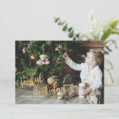 Het blije Goud van het Seizoen van de Vakantie Feestdagenkaart (Staand voorkant)