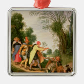 Het blinde leiden het Blinden Metalen Ornament (Voorkant)