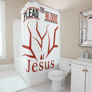 Het bloed van het Jezus Shower Gordijn leiden (wit