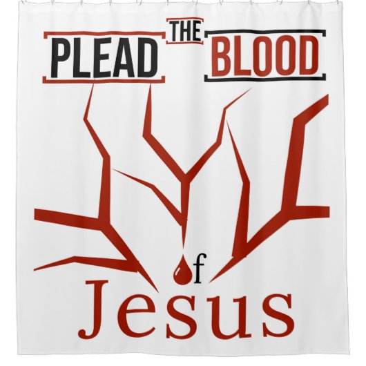 Het bloed van het Jezus Shower Gordijn leiden (wit (Voorkant)