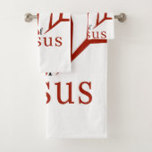 Het bloed van Jezus Bath Towel Set leiden (wit) Bad Handdoek (Insitu)