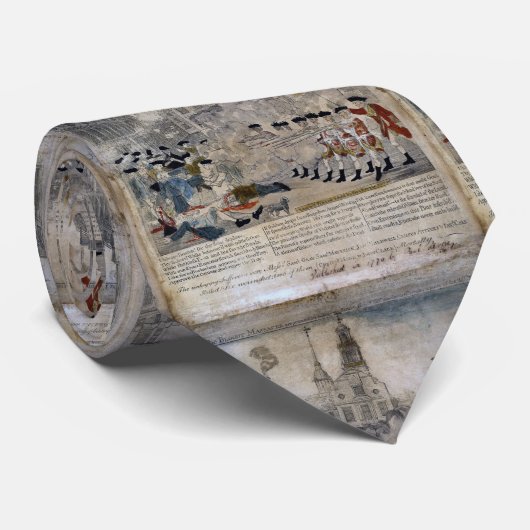 Het bloedbad in Boston door Paul Revere 1770 Stropdas (Opgerold)
