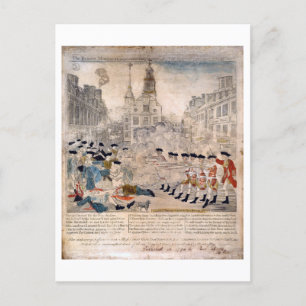 Het bloedbad in Boston Paul Revere King Street Briefkaart
