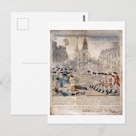 Het bloedbad in Boston Paul Revere King Street Briefkaart (Voorkant / Achterkant)