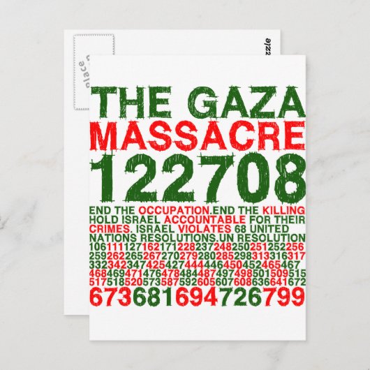 Het bloedbad in Gaza Briefkaart (Voorkant / Achterkant)