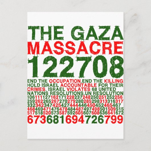 Het bloedbad in Gaza Briefkaart (Voorkant)