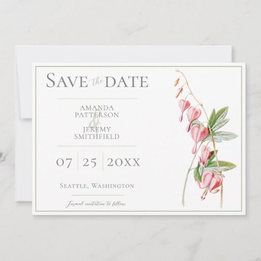 Het bloeden Harten sparen de Datum Save The Date (Voorkant)