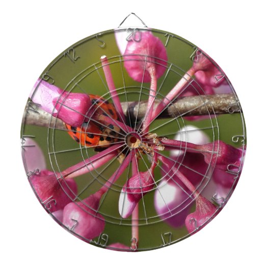 Het bloeden Redbud met Ladybug Dartbord (Voorkant)
