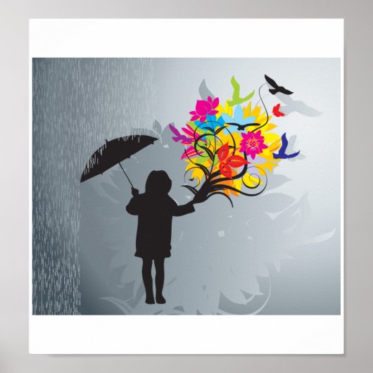 Het bloeien in de Druk van de Regen Poster (Voorkant)