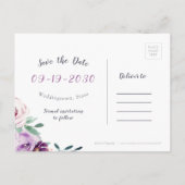 Het bloeien van botanische paarse florale sparen d aankondigingskaart (Achterkant)