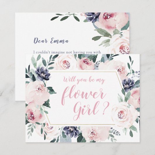 Het bloeien van botanische roze word mijn bloemmei kaart (Voorkant / Achterkant)