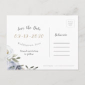 Het bloeien van botanische stoffige blauwe bloem s aankondigingskaart (Achterkant)