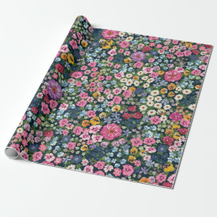 Het bloeien van de midzomerweide naadloos. Plant Cadeaupapier