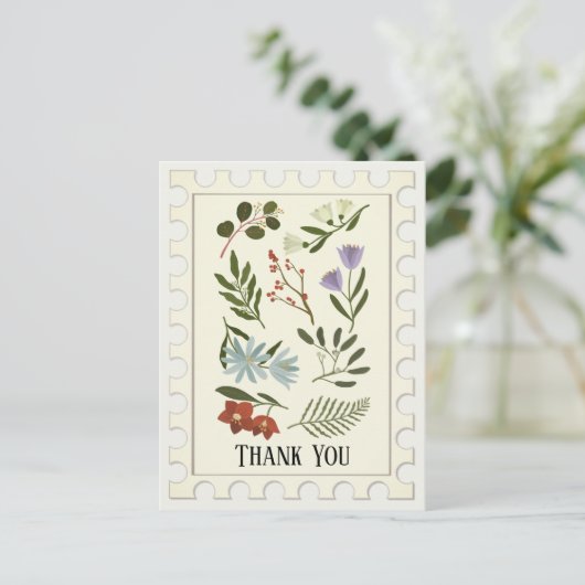 Het bloeien van winterplantaardige stoffen Dank u Briefkaart (Staand voorkant)