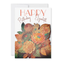 Het bloemboeket - Hout - Verjaardag Kaart