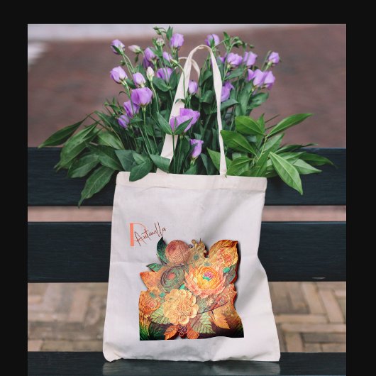 Het bloemboeket - Houtschilderij Tote Bag
