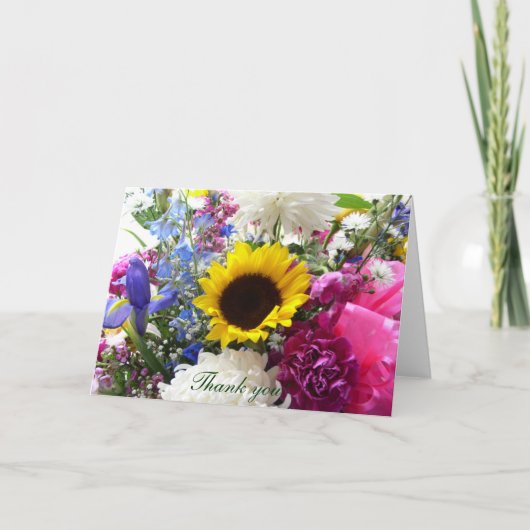 Het bloemen boeket dankt u! bedankkaart (Voorkant)