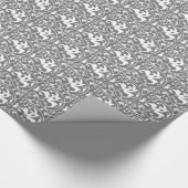 Het Bloemen Grijs/Grijs en Witte Damast van Ikat - Cadeaupapier (Hoek)