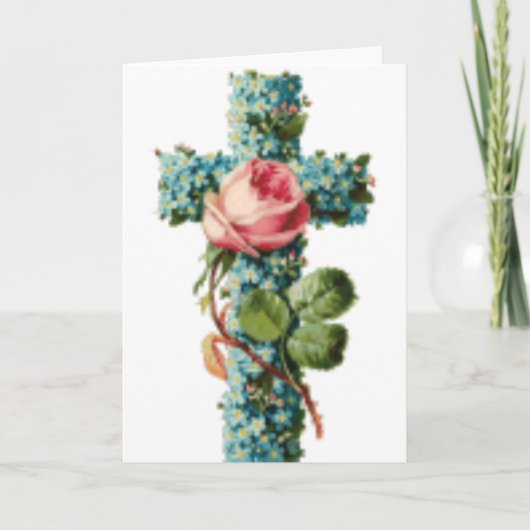 Het bloemen Kruis van Pasen Feestdagen Kaart (Voorkant)
