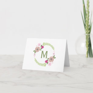 Het bloemen Monogram Notecard van de Kroon Notitiekaartje