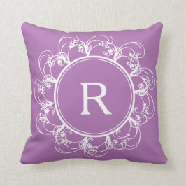 Het bloemen Paarse Hoofdkussen van het Monogram Kussen