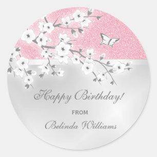 Het bloemen Roze van de Bloesems van de Kers Ronde Sticker