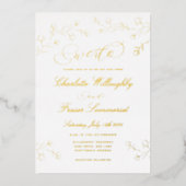 Het bloemen van de Magnolia Branch die wij gouden  Folie Uitnodiging (Voorkant)