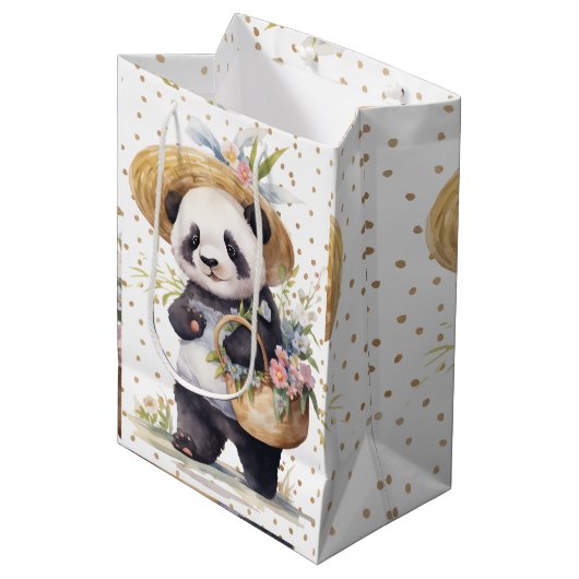 Het bloemenavontuur van Panda Medium Cadeauzakje (Voorkant Gekanteld)