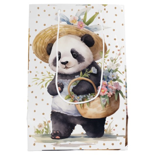 Het bloemenavontuur van Panda Medium Cadeauzakje (Achterkant)