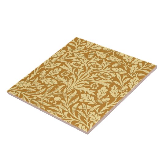 Het BloemenDamast van de Jugendstil, Gele Mosterd Tegeltje (Zijkant)