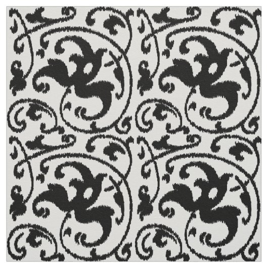 Het BloemenDamast van Ikat - Wit en Zwarte Stof (Swatch)