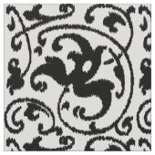 Het BloemenDamast van Ikat - Wit en Zwarte Stof (Close Up)