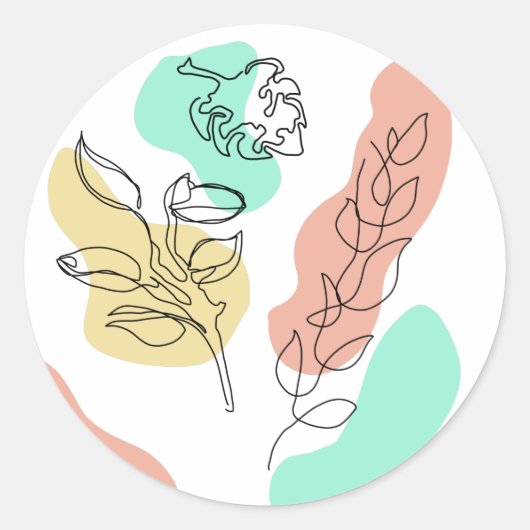 Het bloemenesthetisch abstract design wordt verlat ronde sticker (Voorkant)