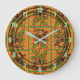 Het BloemenKnipsel van de oranje Plaid Grote Klok